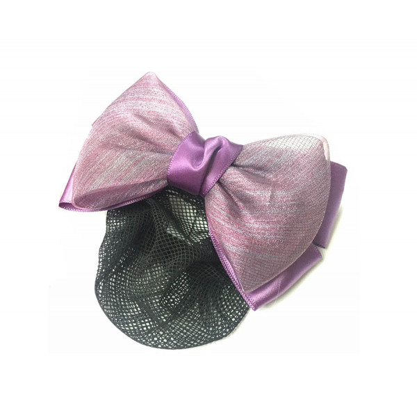 Ribbon Hair Net with Clip - Purple